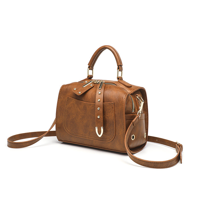 Bolso de un solo hombro de color sólido retro de moda para mujer