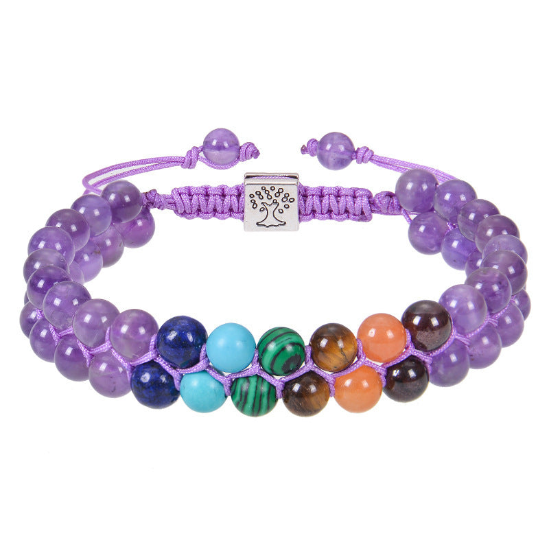 6mm Colorful Natural Stone Double-layer Bracelet