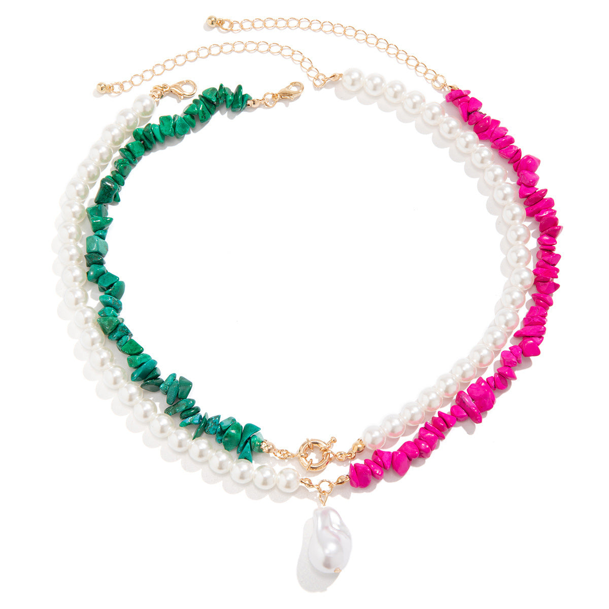 Collier assorti à motif turquoise rétro