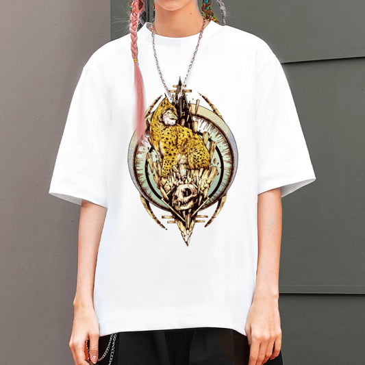 Women's Fashionable Cotton Drop-shoulder Loose Short Sleeve