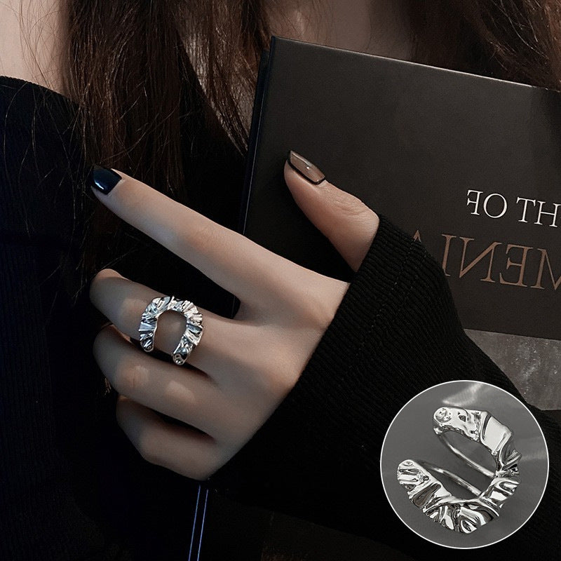 Bague à géométrie exagérée rétro de style coréen pour femmes