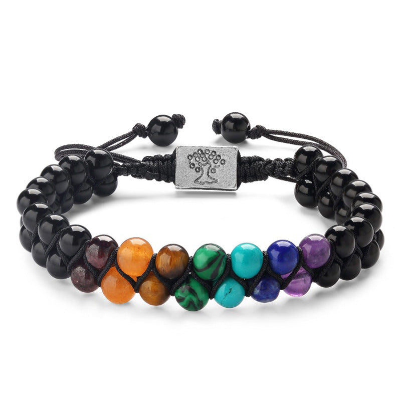 6mm Colorful Natural Stone Double-layer Bracelet