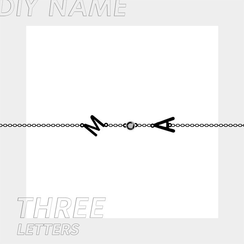 Bracelet Diamant d'Eau Acier Titane Femme 26 Lettres Anglaises