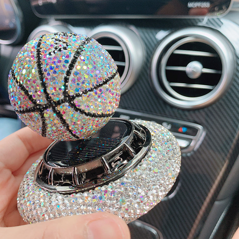 Solar Car Perfume Decoration Rotating Ball Ornament