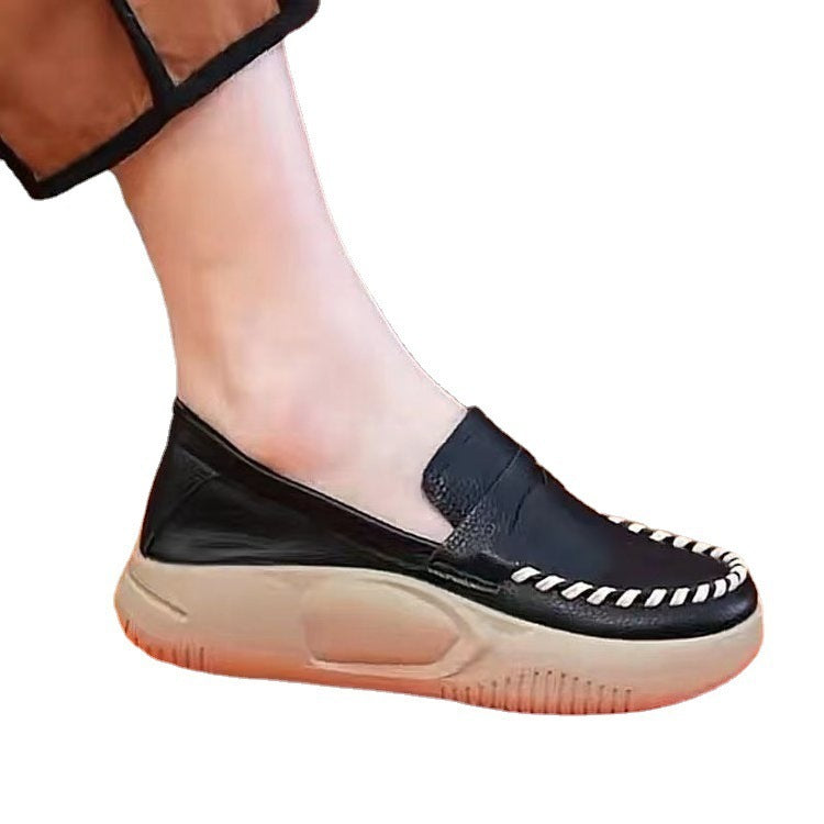 Mocasines Zapatos de cuero de fondo suave para mujer Retro