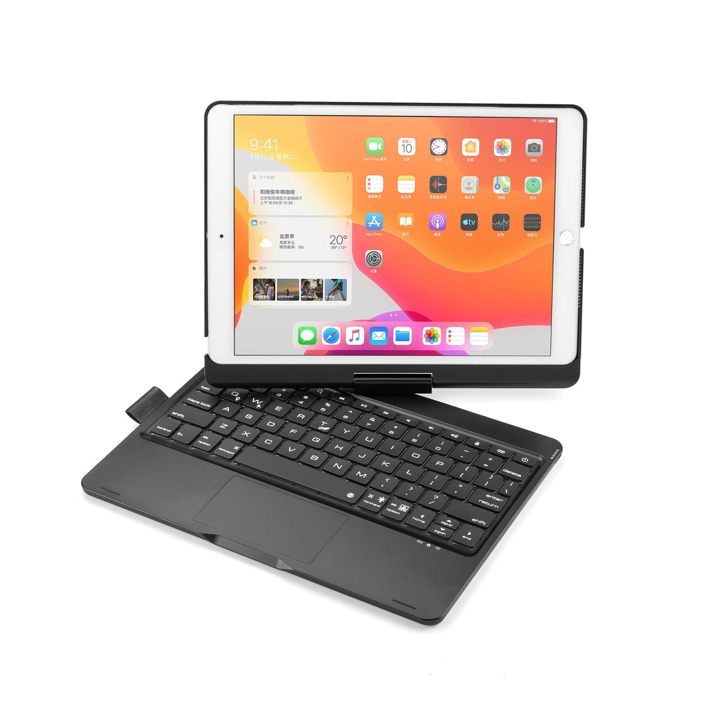 Compatible avec Apple, clavier tactile Bluetooth rotatif avec rétroéclairage