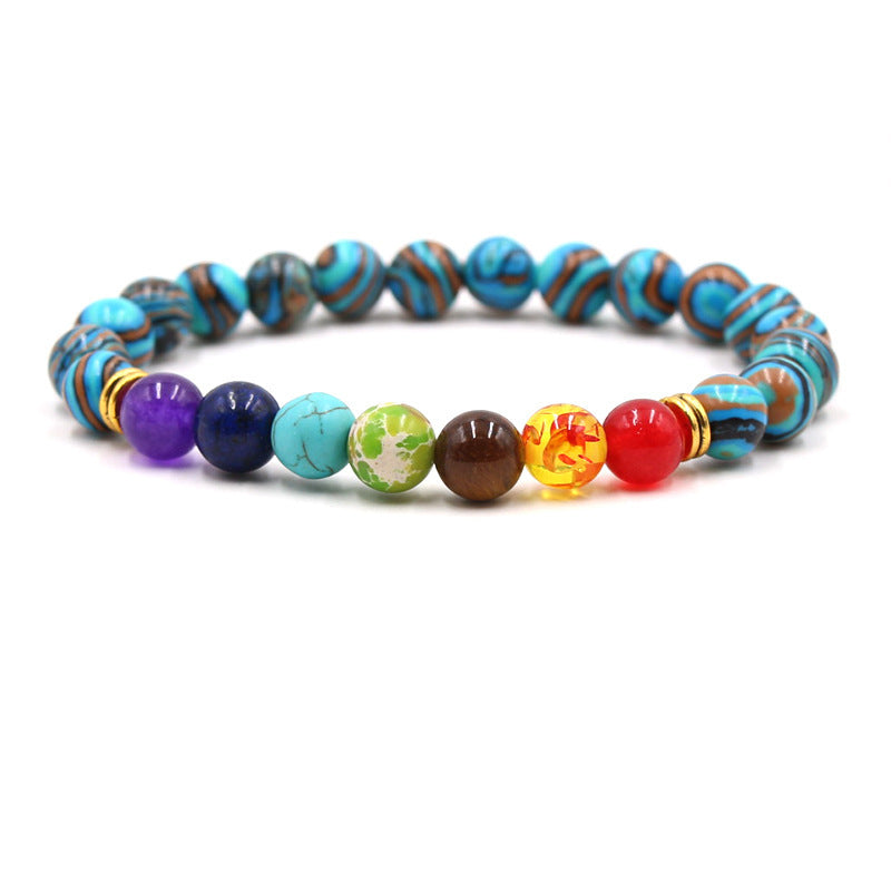 Bracelet chapelet coloré en pierre naturelle, Agate Malachite, énergie volcanique, 8mm