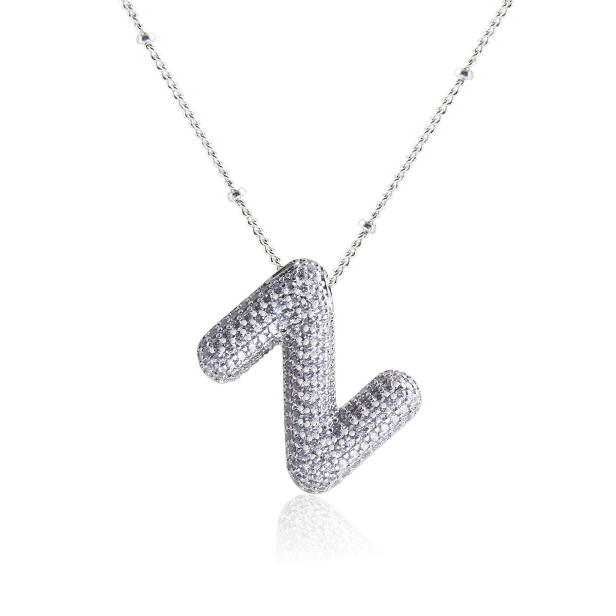European And American Letter Necklace Inlaid With Zircon Hollow Copper White Gold Plated