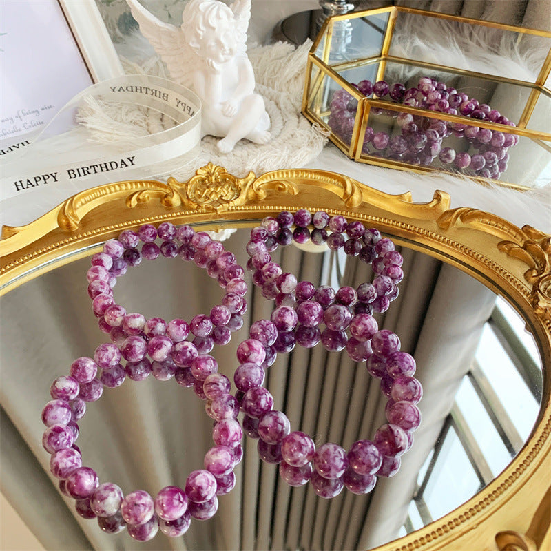 Bracelet violet en cristal naturel, flocon de neige, grand-mère
