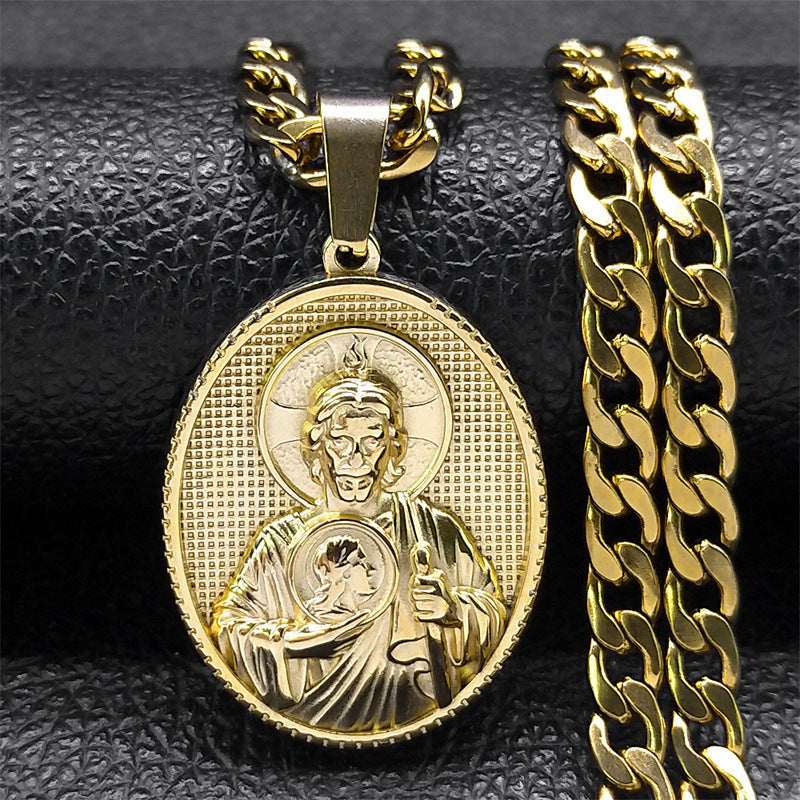 Collar con estante cruzado de acero inoxidable Hip Hop para hombre