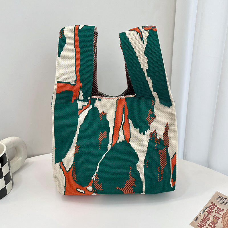 Korean Style All-match Knitted Tote Bag Retro