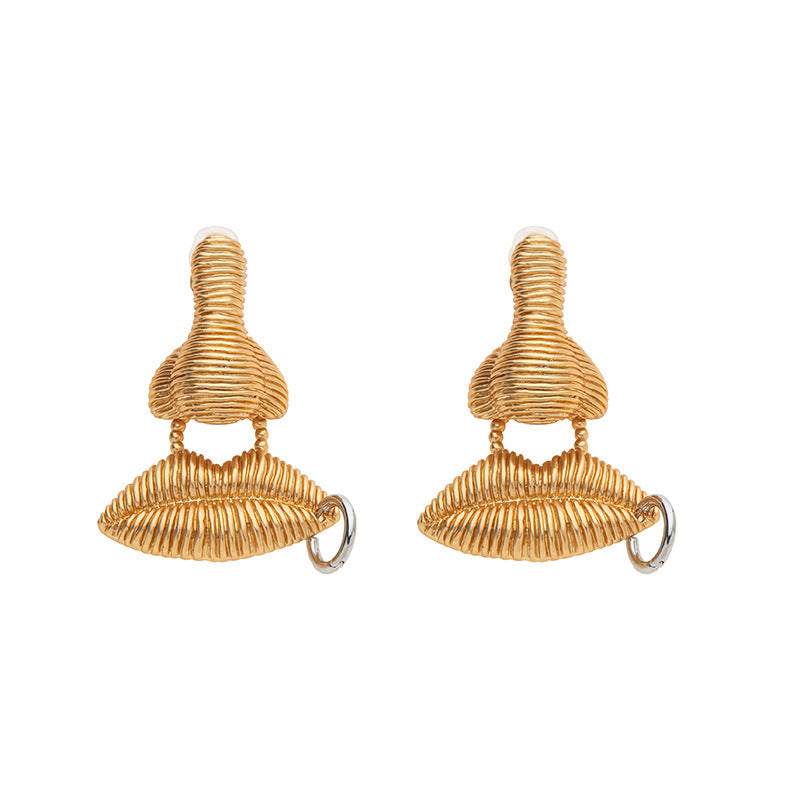 Simple Retro Nose And Lip Minority Design Earrings