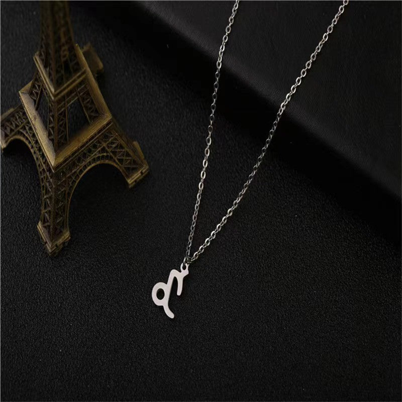 Twelve Constellation Pendant Necklace Simple Titanium Steel Clavicle Chain