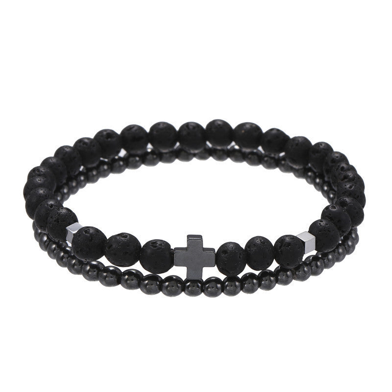 2 Pack Haematite Men's Combination Bracelet Suit