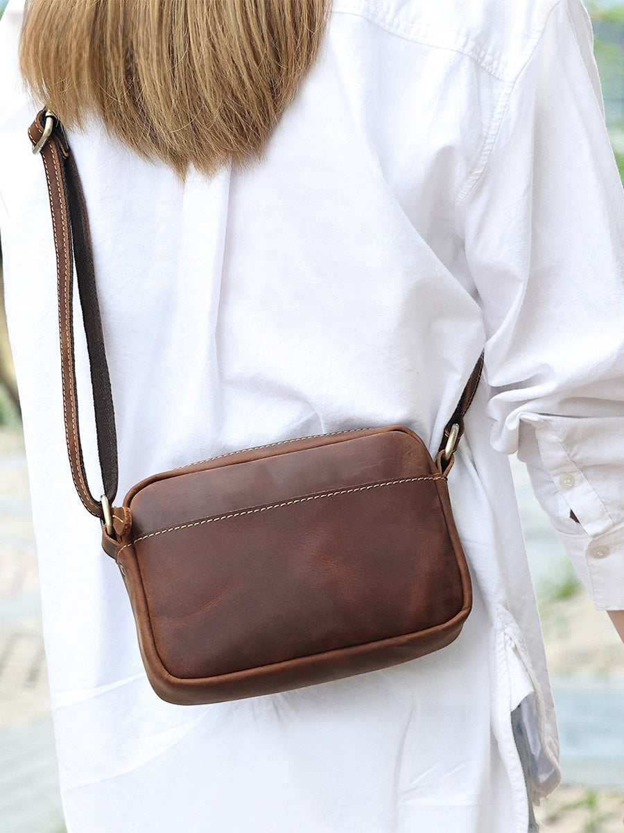 Bolso de hombro de piel de vaca para hombre, bandolera de nicho de gama alta, Retro, de cuero genuino