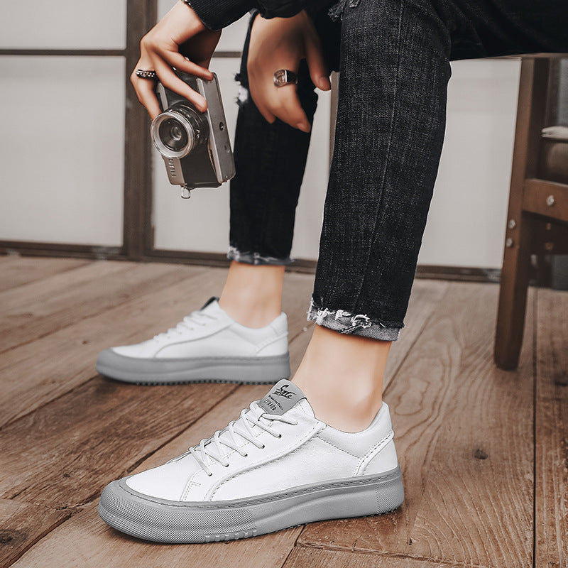 Autumn Men's Shoes Casual Leather Shoes Slip-on Sports Board Shoes Versatile Work Waterproof Easy Wear Tide Shoes