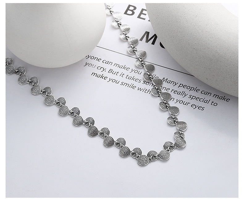 S925 Sterling Silver Vintage Distressed Creative Necklace Bracelet