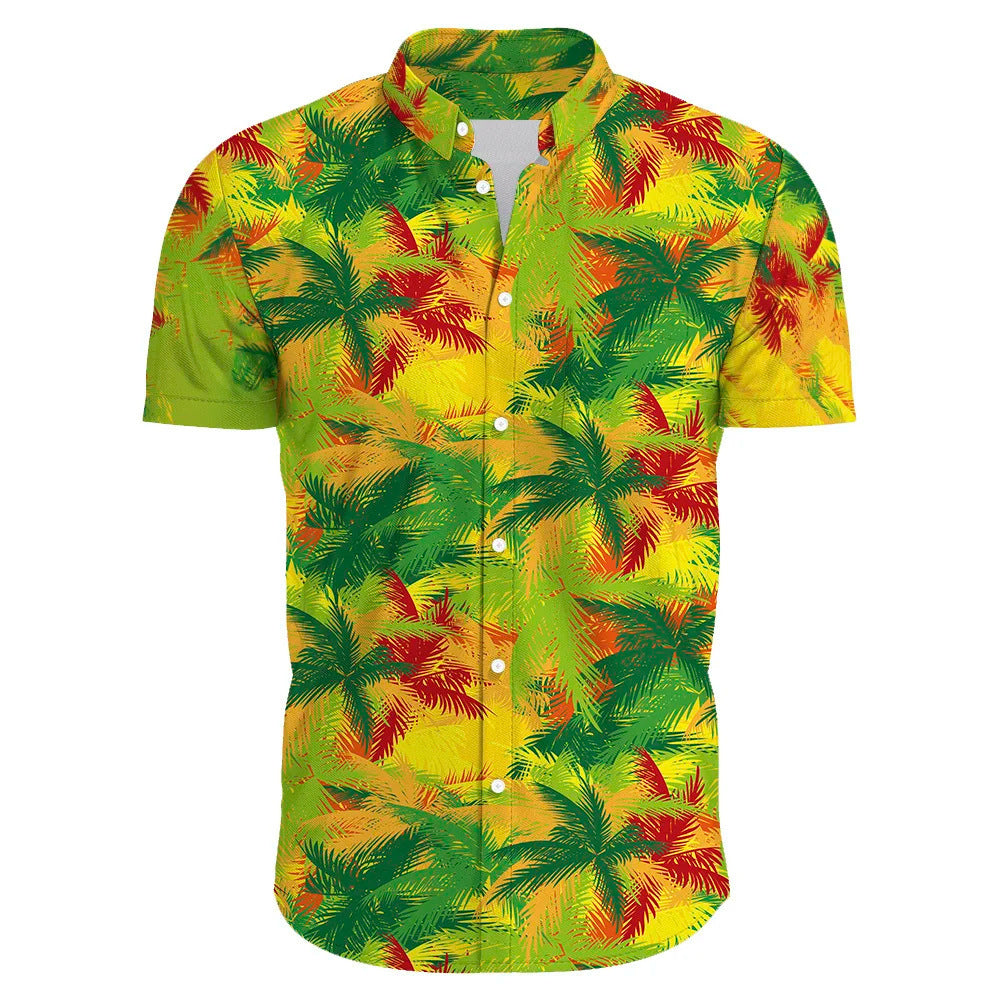 Short Sleeve Flower Hawaiian Men's Upperwear