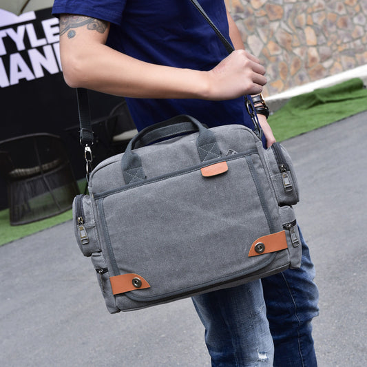 Sac à bandoulière en toile à plusieurs compartiments pour hommes