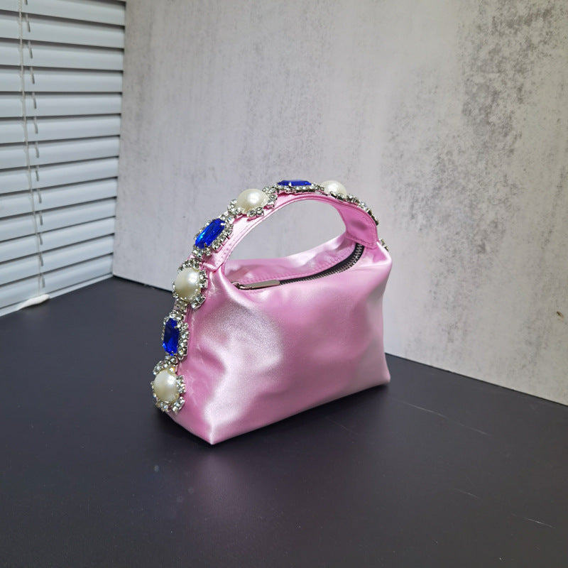 Sac de dîner en perles de strass et de fleurs, pochette en soie et diamants