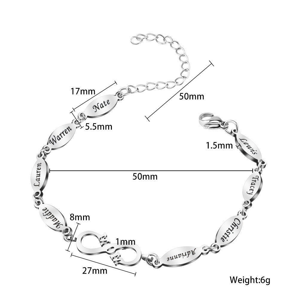 Bracelet éternel maman pour femmes, ornement de lettrage assorti à la mode