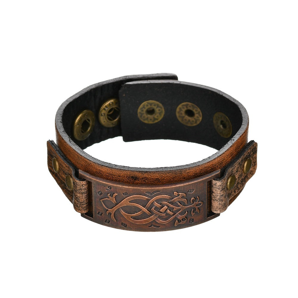 Alloy Cattle Leather Bracelet Popular Ornament Fashion Creative Retro Cowhide Snap Bracelet