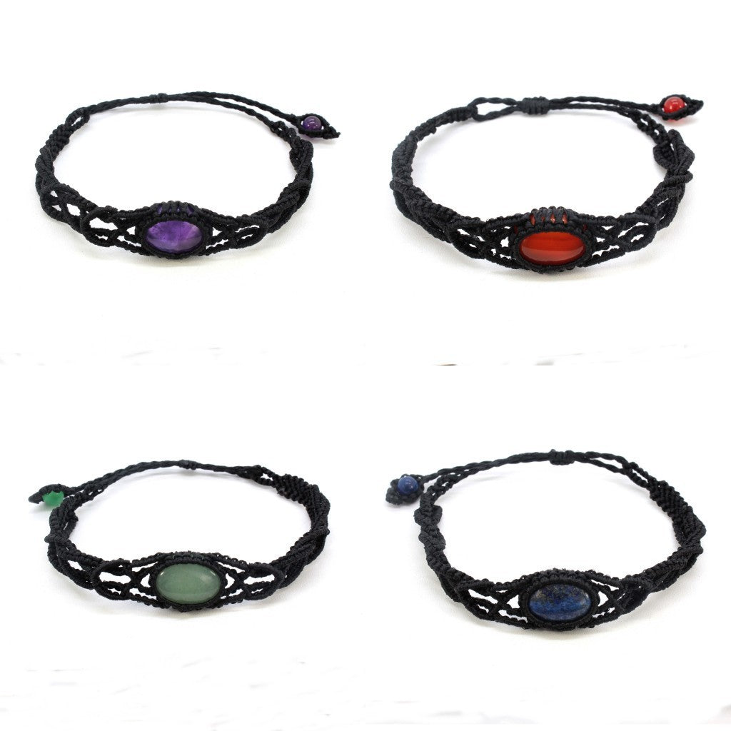 Pulsera tejida hecha a mano con forma de Dan de cristal Natural, pulsera ajustable de estilo étnico