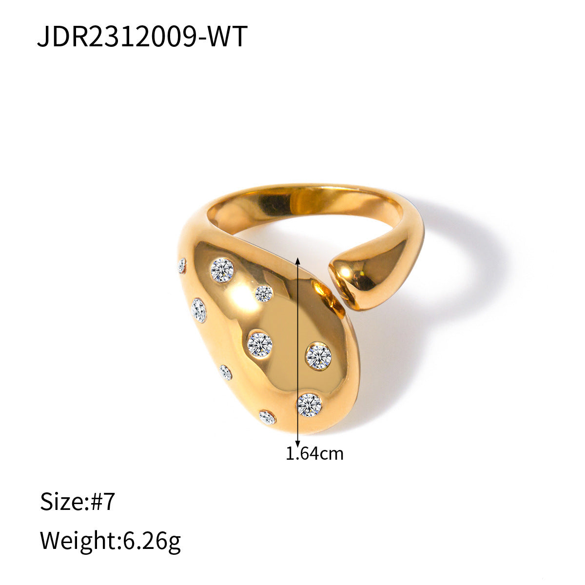 18K Gold Stainless Steel Inlaid Color Diamond Ring