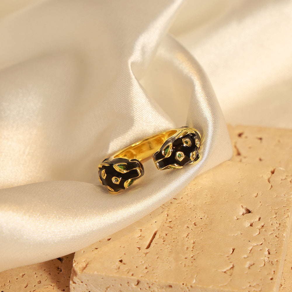 Bague guépard à glaçure colorée à la mode pour femmes