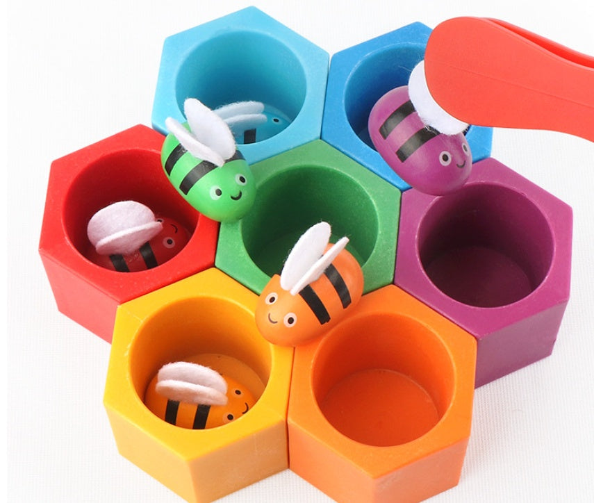 Jouets en bois jeux de société ruche enfants éducation précoce Clip attraper abeille jouets sensoriels pour enfants jeu de Coordination œil-main