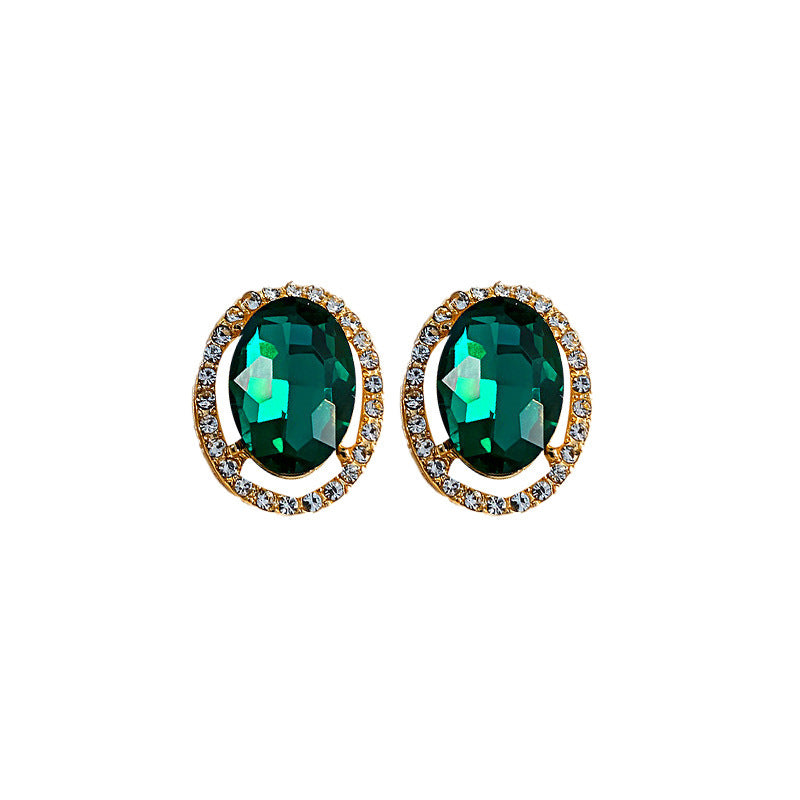 925 Silver Needle Water Diamond Retro Style Earrings
