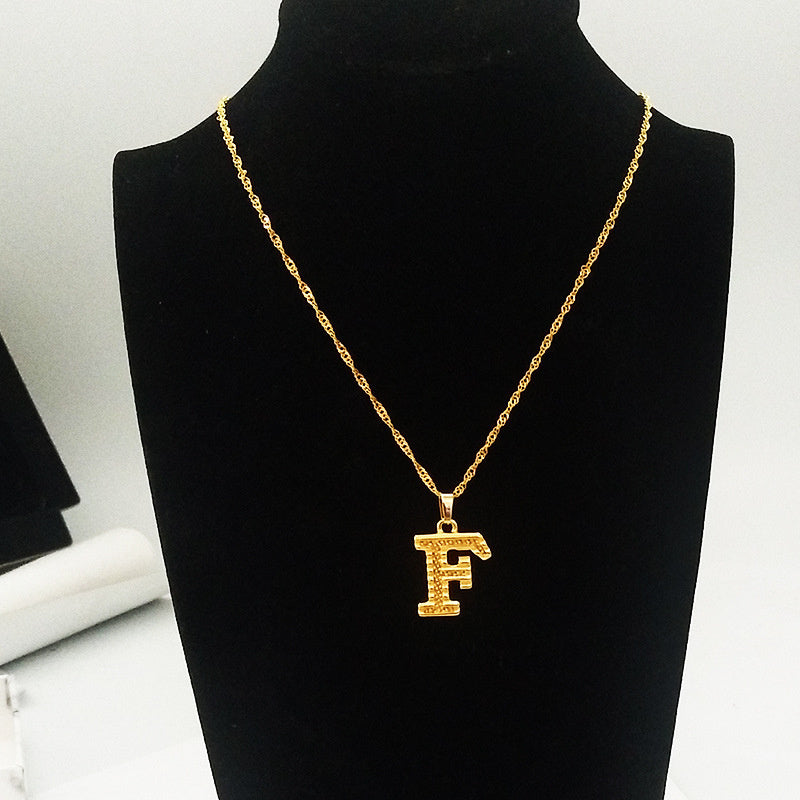 26 English Capital Letter Pendant Gold Plated 18K Environmental Protection Necklace