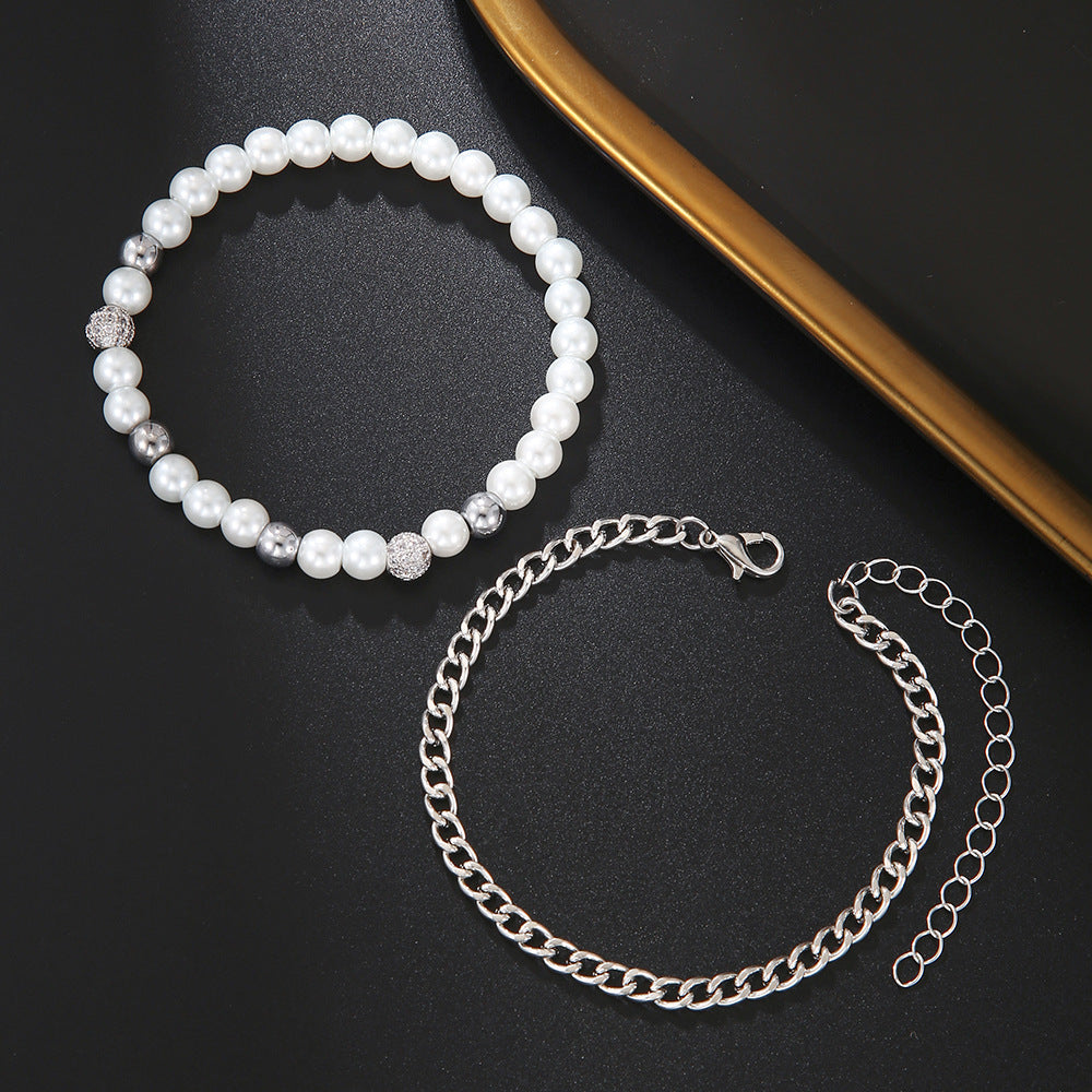 Costume de bracelet de perles de zircon pour hommes