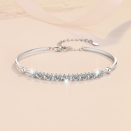Bracelet en argent Sterling S925 pour femmes, perceuse de gang, bijoux de mode réglables Moissanite
