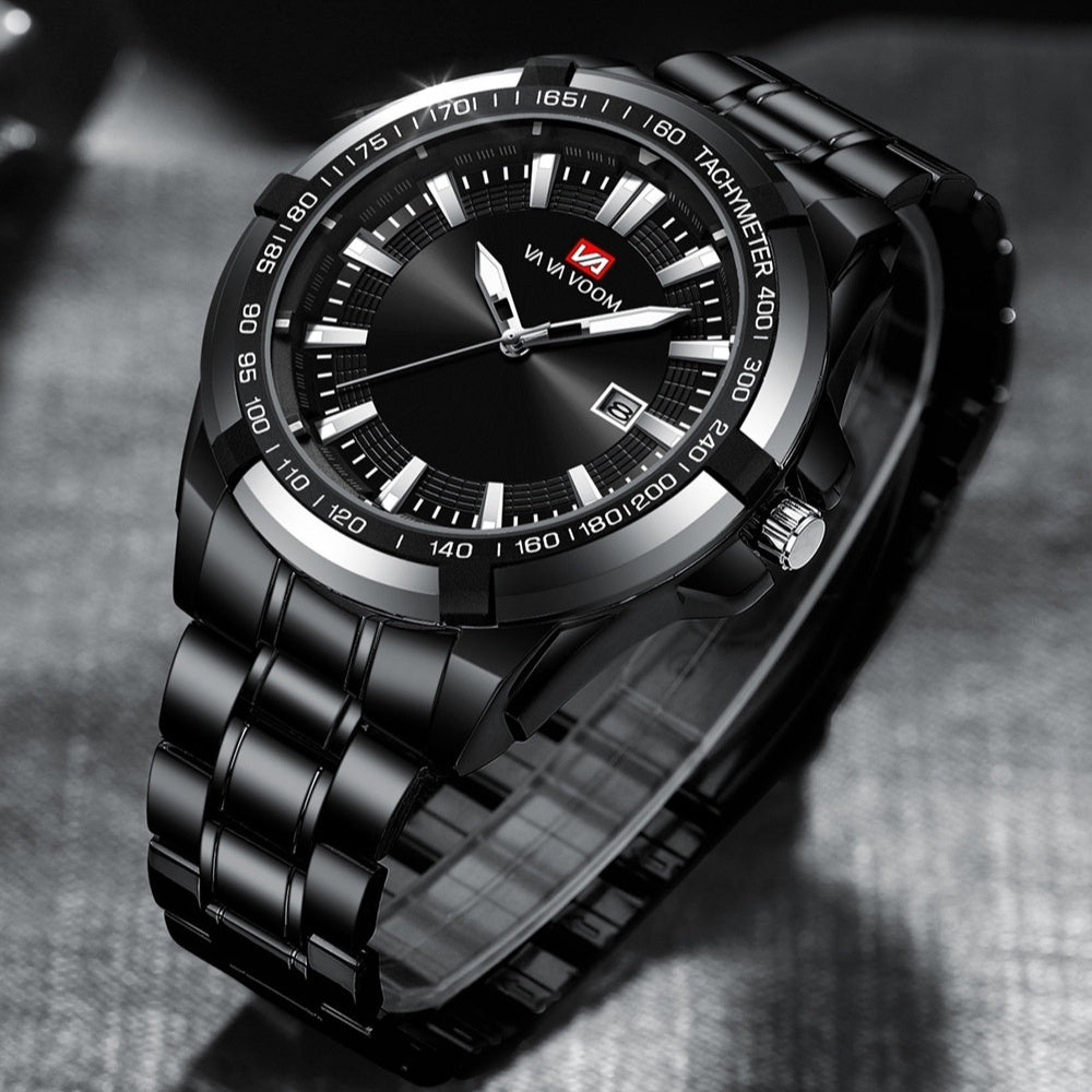 Calendario de camarones secos tendencia estudiante negocios deportes correa de acero reloj luminoso