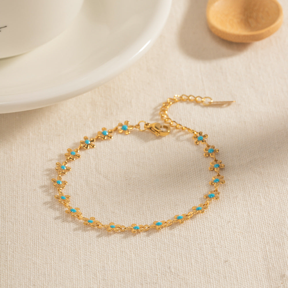 Collier et Bracelet à fleurs en glaçure, Style National pastoral, bijoux
