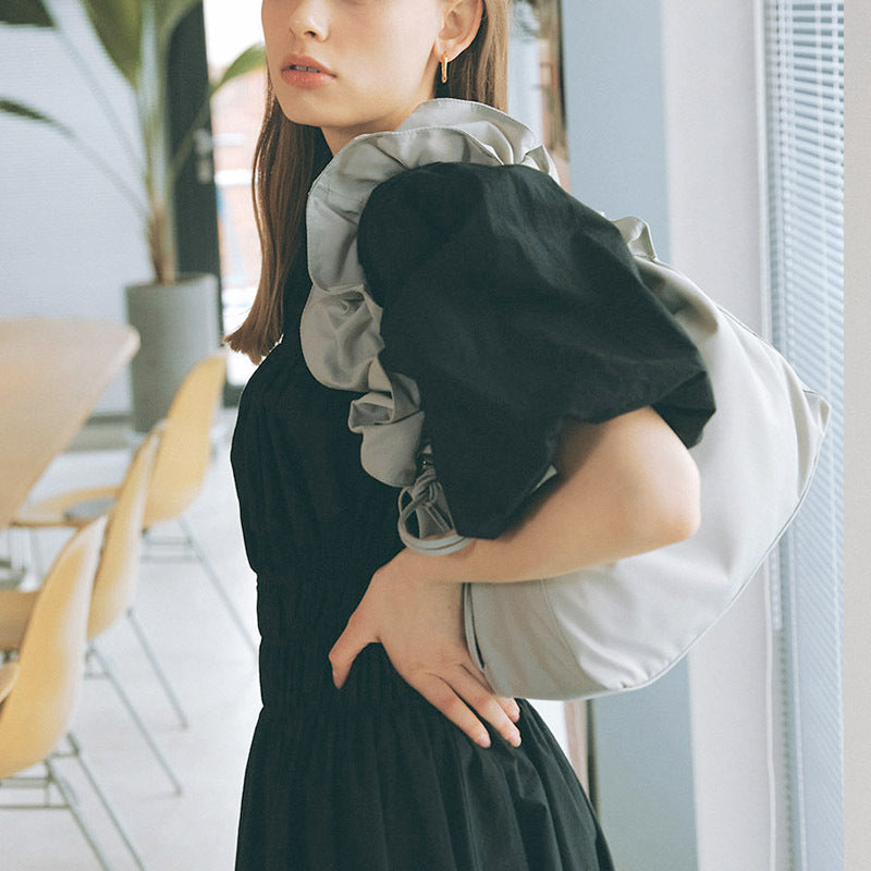 Student Large-capacity Pleated Canvas Nylon Underarm Shoulder Messenger Bag