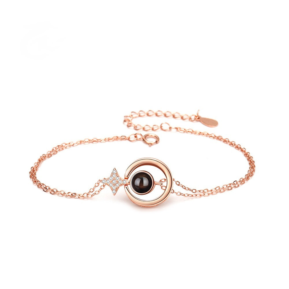 Women's S925 Round Diamond Embedded Star Bracelet
