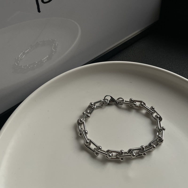 Bracelet minimaliste pour hommes, chaîne en fer à cheval