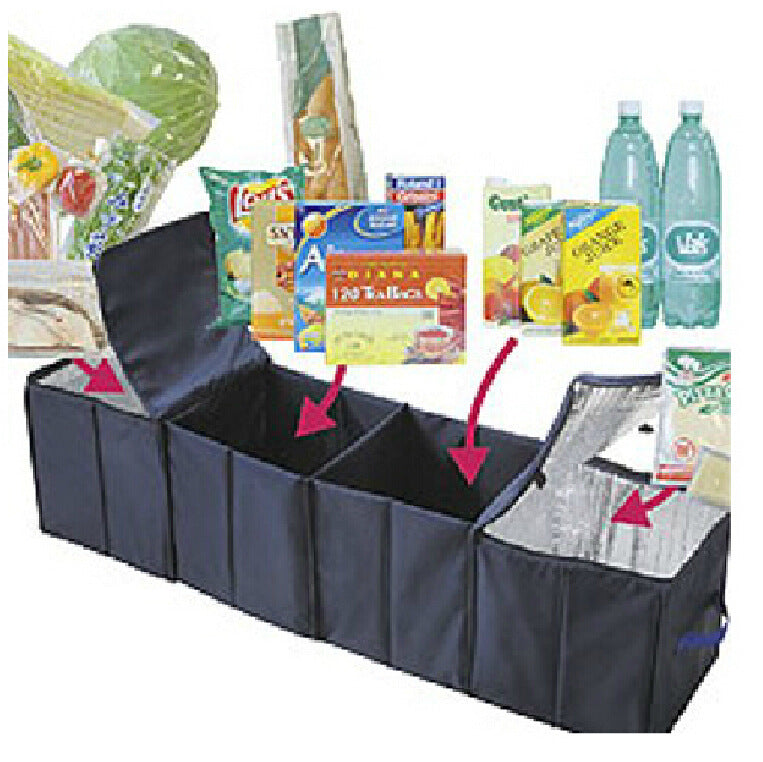 Caja de almacenamiento multiusos plegable para coche con 4 compartimentos