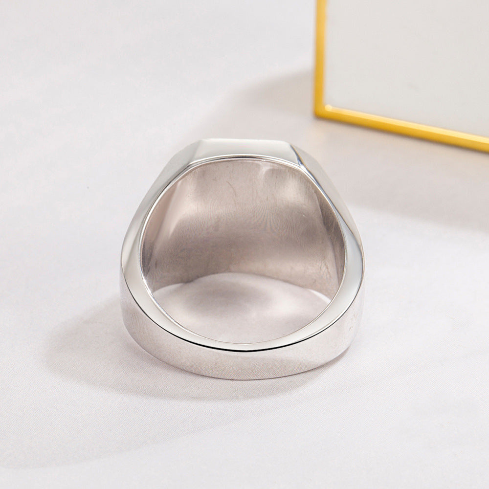 Personalized Men's Ring Square Black Agate