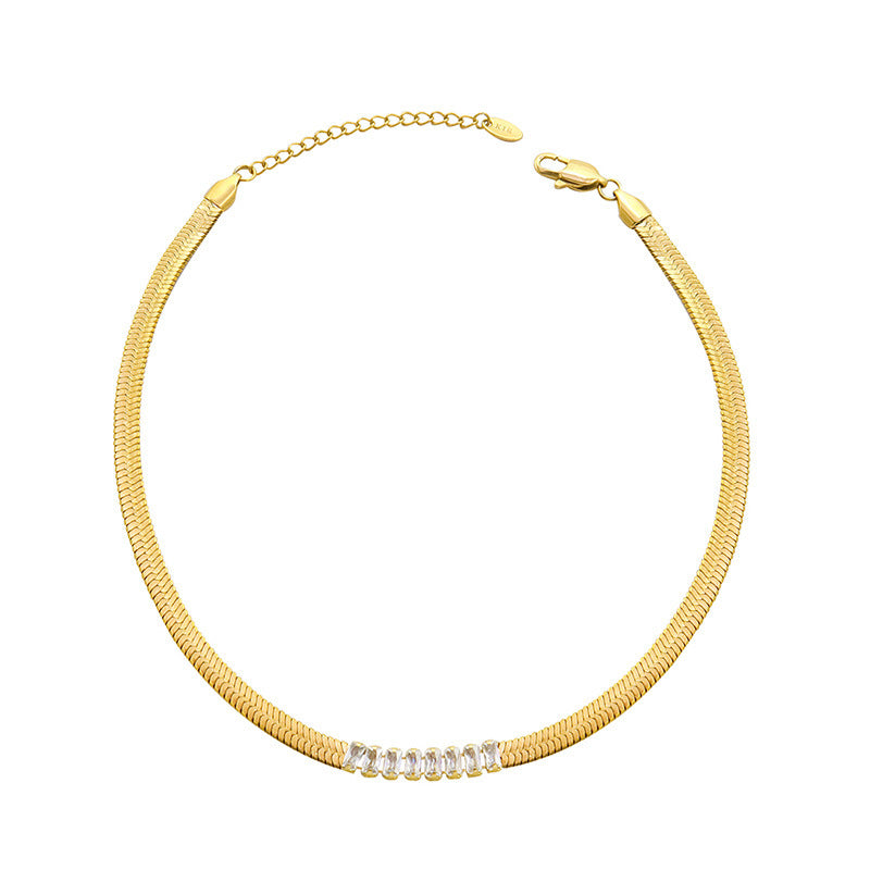 Zirconium Diamond Titanium Steel Necklace Bracelet