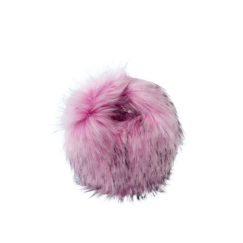 Bolso de bola de piel de mapache artificial felpa estilo punk único Y2g