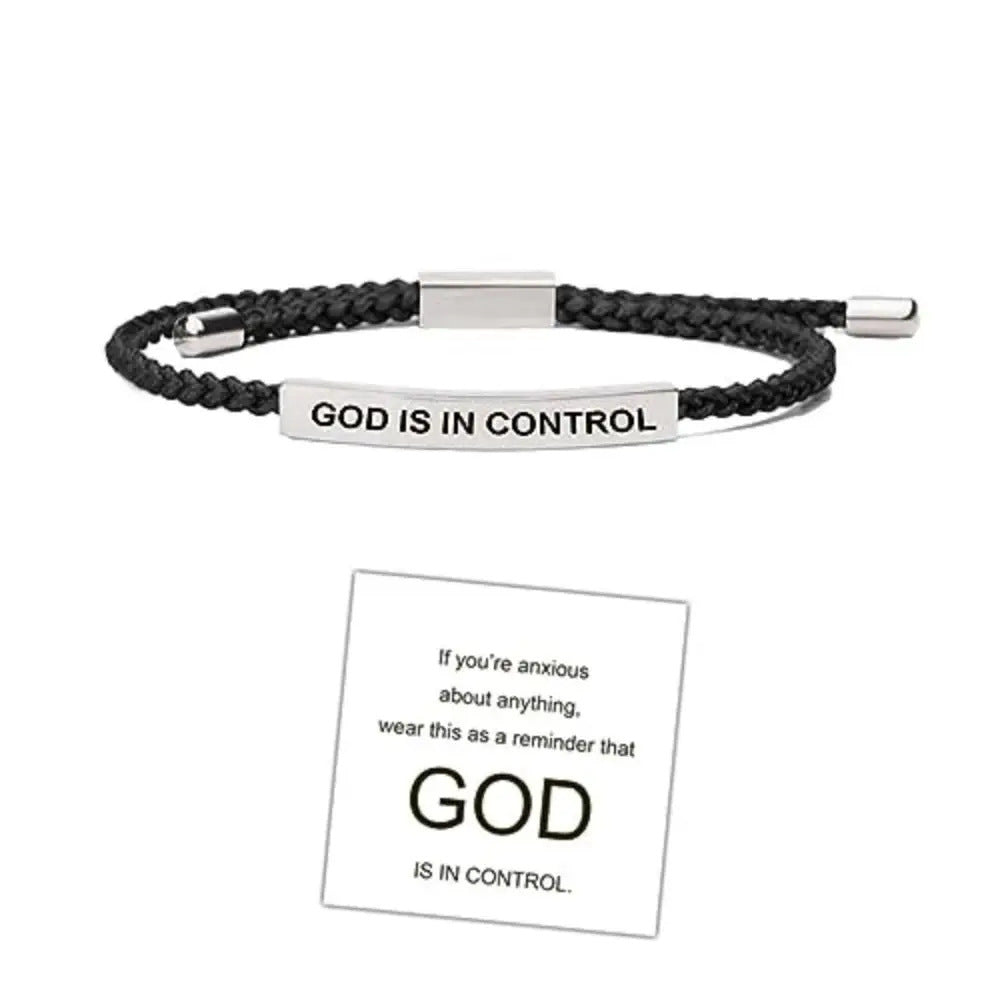 Pineapple Rope Bracelet Stainless Steel Engraved Single Rope Adjustable