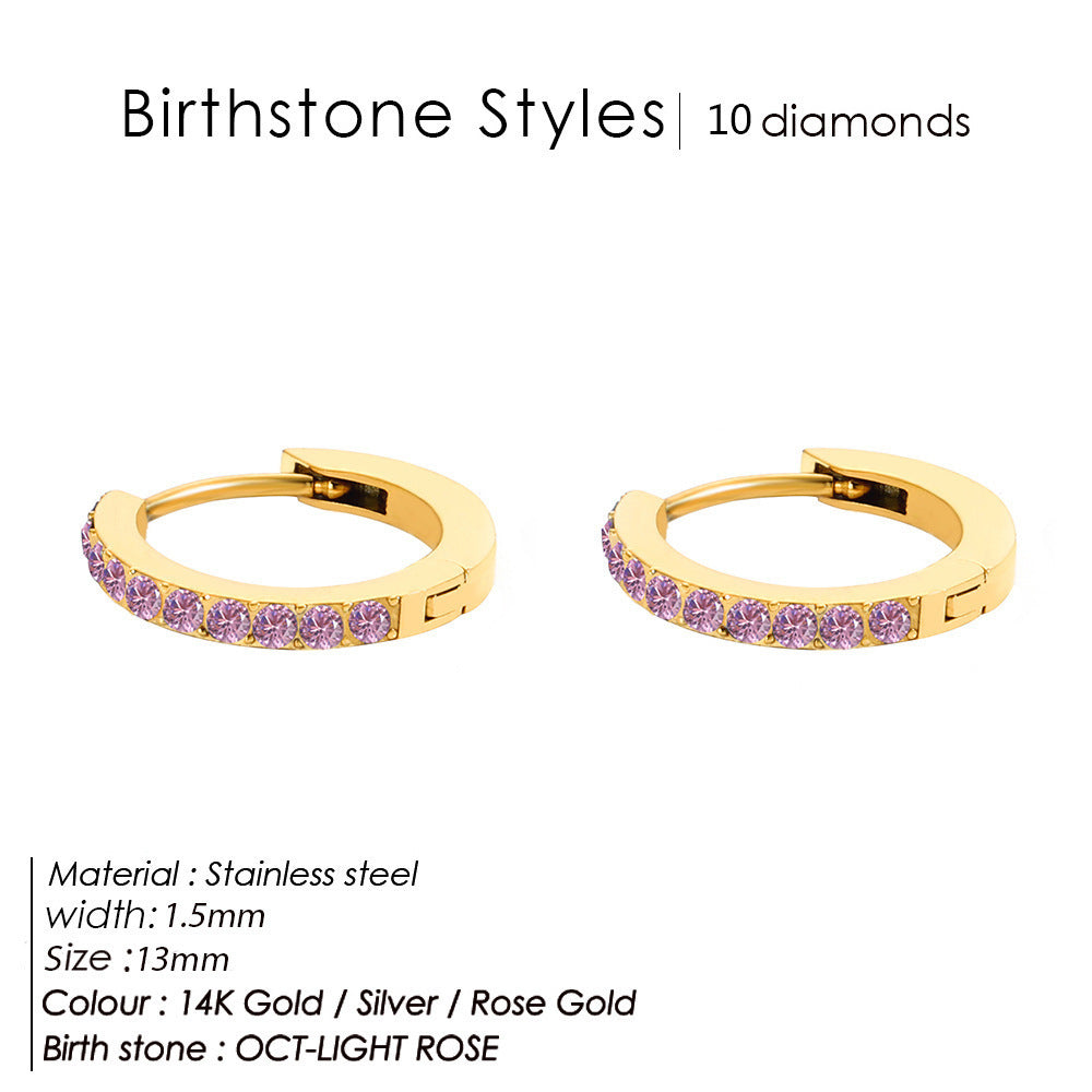 Simple Ins Colorful Zircon Earrings For Women