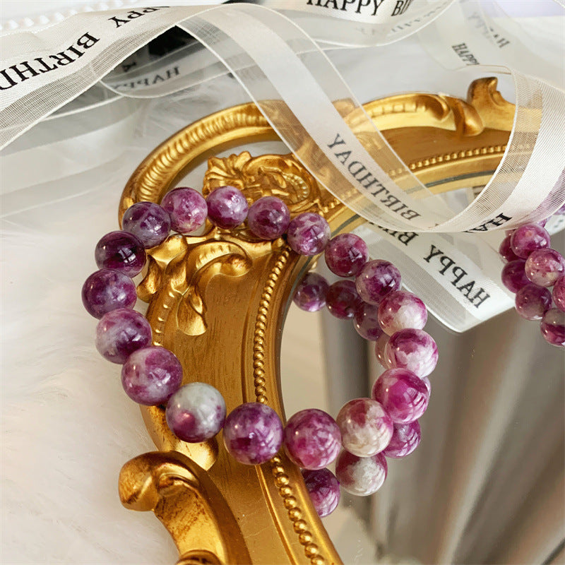 Bracelet violet en cristal naturel, flocon de neige, grand-mère