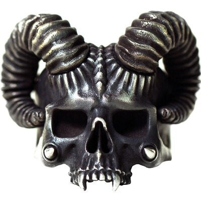 Bague Diable Corne de Satan Crâne Style Gothique