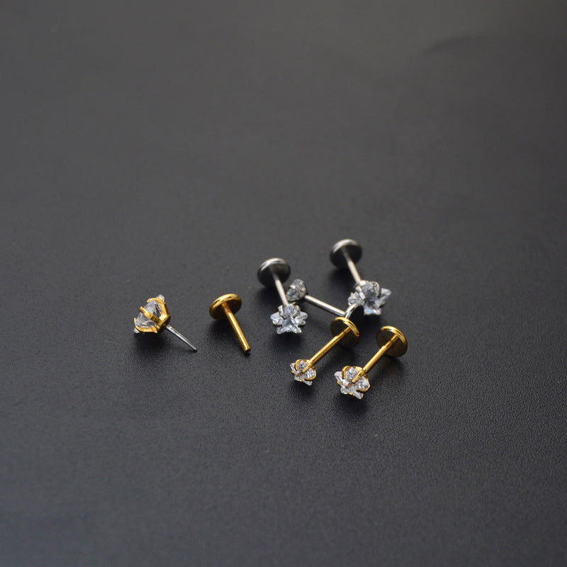 Round Four-claw Flat Ear Studs