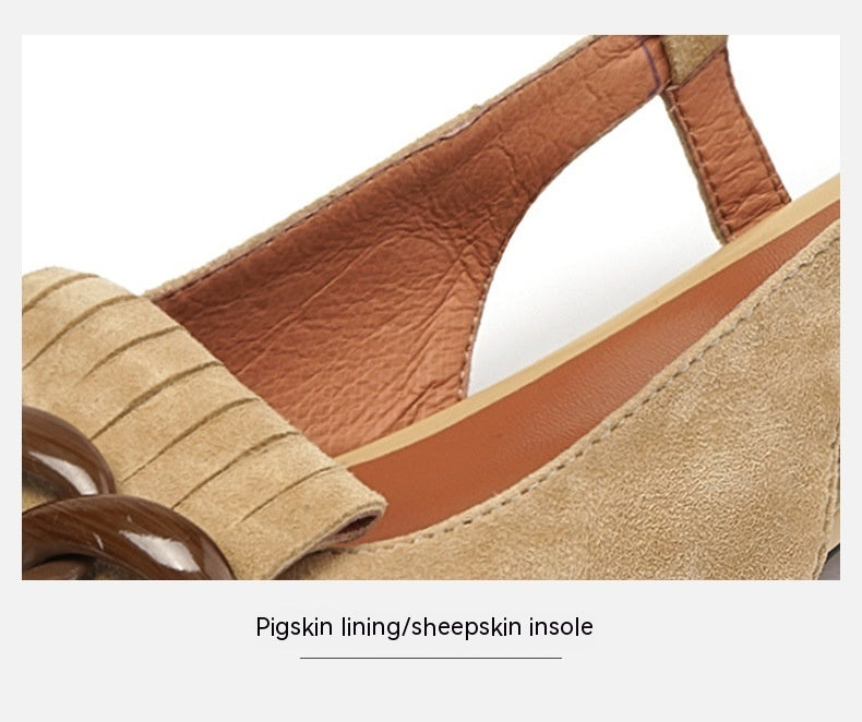 Sandales à boucle à pampilles pour femmes, bout carré rétro