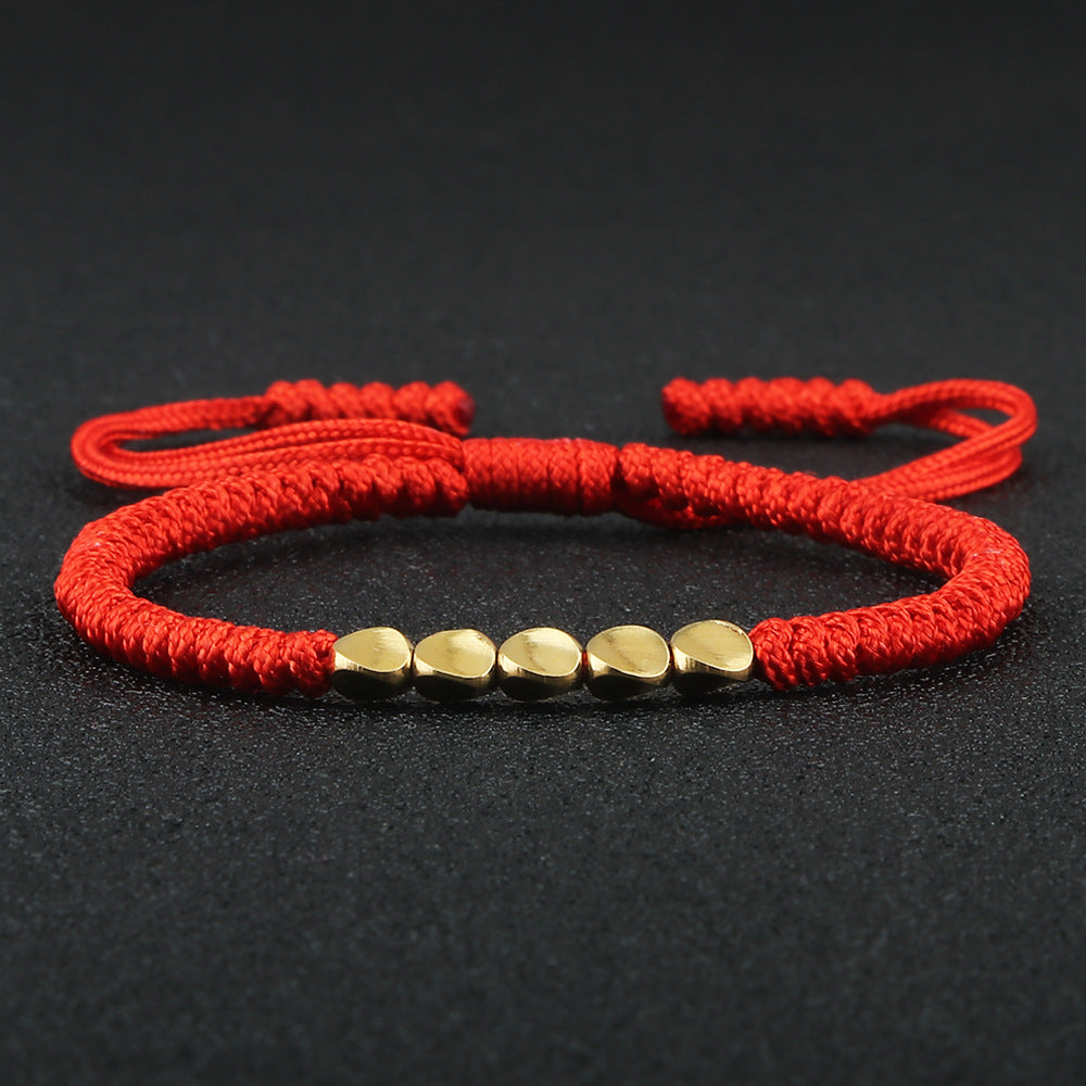Bracelet perlé en perles de cuivre de forme irrégulière tissé à la main